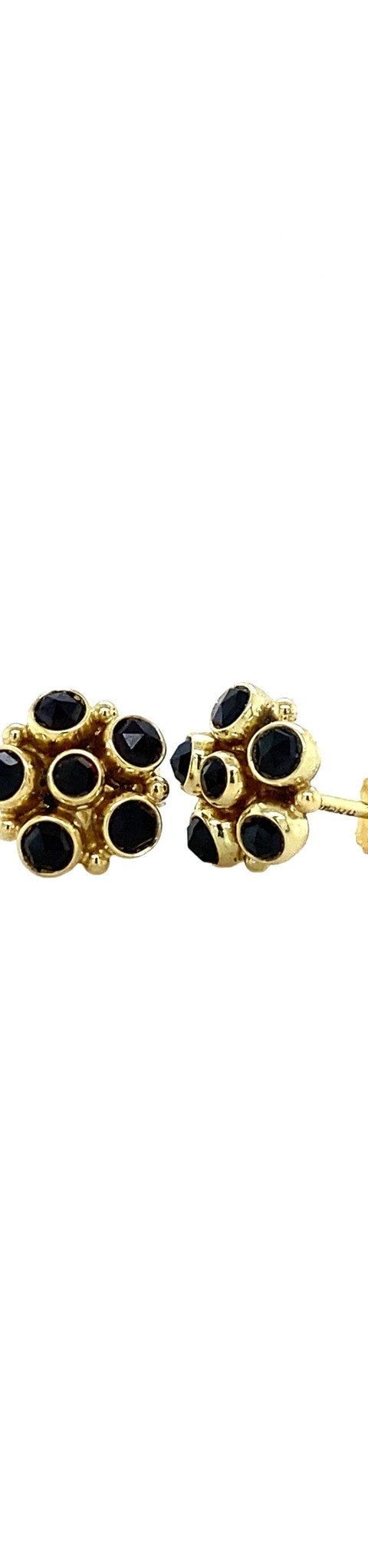 Vintage 14K Gold Stud Earrings with Garnet